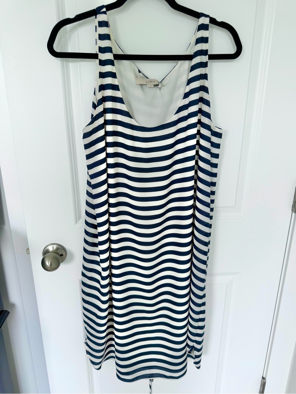 LOFT Navy and White Striped Sleeveless Mini Dress